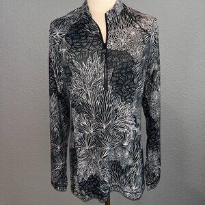 TITLE NINE SUNBUSTER 1/4 ZIP LONG SLEEVE FERNWEH BLACK & WHITE SUN SHIRT EUC - M
